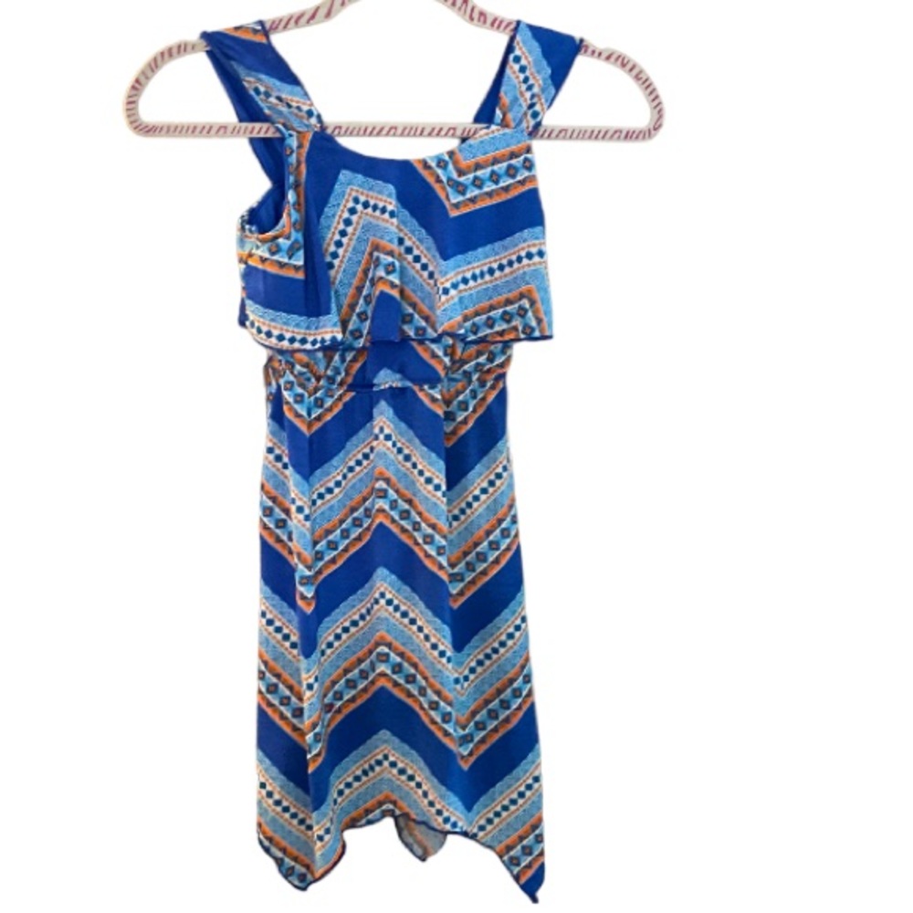 Three pink hearts dress.  Girls Size 8. Handkerchief hem.